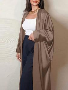 Abaya pour femmes Zifeng OEM, style musulman, décontractée, couleur unie, boutonnée, vêtements pour femmes CE - Product Image 2