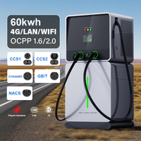 Chargeur de véhicule électrique à énergie solaire avec stockage de batterie LiFePO4 de 60 kWh, connecteur de chargeur DC GBT de 60 kW