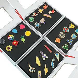 Alfileres esmaltados de solapa de Metal de Anime personalizados Pocket Monster Generation 1-6 insignias de gimnasio Hobby Coin Collecting Logo Game Collection Box Set - Product Image 1