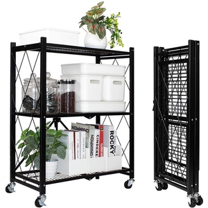 Étagère d'angle multifonction pliable en gros, support mobile pour vaisselle et fruits, étagère de sol pour four à <span class=keywords><strong>micro</strong></span>-ondes - Product Image 1