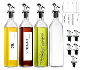 Vente en gros de bouteilles distributrices d'<span class=keywords><strong>huile</strong></span> d'olive de 17 oz, récipient pour <span class=keywords><strong>huile</strong></span> de cuisson, <span class=keywords><strong>carafe</strong></span> en verre avec étiquettes et couvercles - Product Image 1