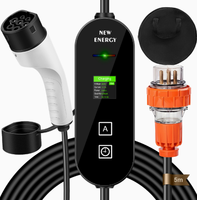 Chargeur EV portable Type 2 CEE 32A 7,4 kW AC, câble de charge EV avec écran LCD, étanche IP55, charge programmée pour voiture électrique