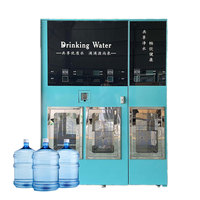 Distributeur d'eau commercial avec paiement par pièces et QRIS, réservoir RO 800 GPD, pour usage communautaire en Indonésie