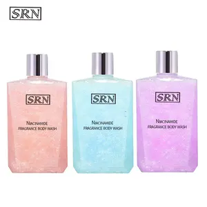 OEM Gel Mandi Parfum Wangi Mewah Tahan Lama, Gel Mandi Mengkilat, Biru Ungu, Merah Muda, Berkilau