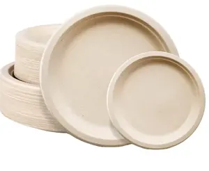 125 Pack Compostable Disposable Paper Plates 6 inch Super Strong 100% Bagasse Plate Biodegradable Sugarcane Plate