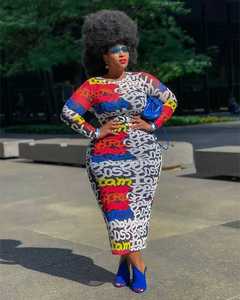 El último vestido MIDI de manga larga para mujer, ropa informal elegante para mujer con impresión digital y función ecológica - Product Image 5