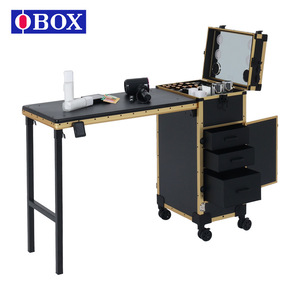 Trousse de maquillage portable Obox avec miroir et tiroirs, boîte de rangement professionnelle pour maquillage et maquillage permanent - Product Image 1