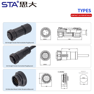 E16 авиационный штекер высокопроизводительный инженер пластиковый водонепроницаемый IP67 байонетный припой женский прямой соединительный провод 2p - Product Image 3