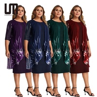 Robe midi imprimée Liu Ming vintage élégante pour femme, décontractée, à manches courtes, avec volants, grandes tailles, en dentelle, pour soirée