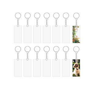 Porte-clés rectangulaires vierges en acrylique et alliage de zinc pour impression par transfert thermique, personnalisables avec nom et logo, cadeau pour fête ou remise de diplôme - Product Image 1