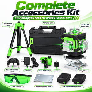 DERUIDA Outils à main multifonctionnels, niveau laser rotatif 4D 16 lignes vert, niveaux laser automatiques populaires avec trépied DIY pour une utilisation facile - Product Image 5