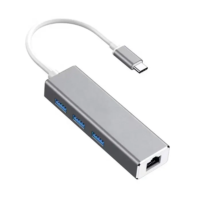 Adattatore Networt ad alta velocità da tipo C a 3 HUB USB 3.0 Ethernet RJ45 Lan Gigabit adattatore Ethernet per 10/100/1000Mbps per Computer