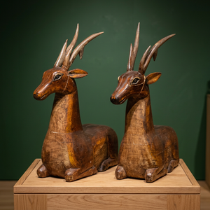 Statues de cerfs rustiques en bois, décorations artisanales, 2 pièces, ornement pour salon - Product Image 6