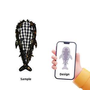 Peluche a Forma di Balena Gotica OEM ODM, Design Personalizzato con Motivo a Stelle Nere e Dorate, Animale Imbottito di Alta Qualità in Tessuto Morbido, Produttore all'Ingrosso - Product Image 6