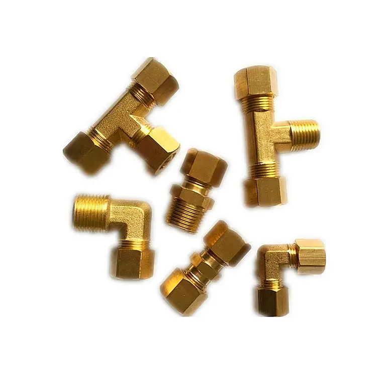 Hight Quality Plumb Push fit 3 way connector Press Ferrule Elbow Tee Nipple Connector Copper Pipes Fittings for Refrigeration