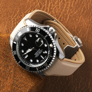 สายนาฬิกาซิลิโคนสีสันสดใสขนาด 20 มม. สายนาฬิกายางแบบสปอร์ตสองสีสำหรับนาฬิกาดำน้ำของผู้ชาย - Product Image 2