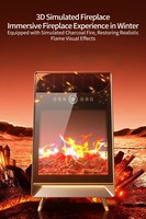 Cheminée électrique intelligente en graphène avec flamme simulée 3D réaliste, humidificateur intégré et télécommande vocale pour usage intérieur