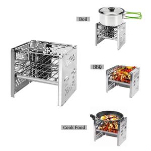 Mini barbecue carré portable en acier inoxydable pour extérieur 19x18.5x15cm Argent - Product Image 3