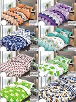Ensemble de Draps de Lit en Coton en Gros avec Taies d'Oreiller 4 Pièces, Parure de Lit 3 Places