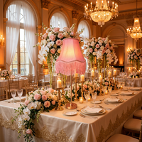 Lampe de table vintage bohème en tissu rose à franges, base en fer, décoration pour mariage, événement, maison, lumière décorative de nuit