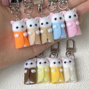 Porte-clés en résine 2024, motif ours floqué de dessin animé, animaux mignons, pompon, chat, chien, en peluche - Product Image 1