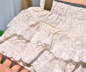 Distribuidor de Fábrica China, Ropa para Niñas, Conjuntos de Camiseta con Estampado de Lunares Color Mandarina y Minifalda de Encaje Extra Corta - Product Image 6