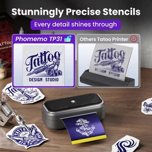 Nouveautés <span class=keywords><strong>AIMO</strong></span> : Imprimante de pochoirs de tatouage sans fil Bluetooth TP31 de 3 pouces, mini imprimante de tatouage pour artistes et studios - Product Image 6
