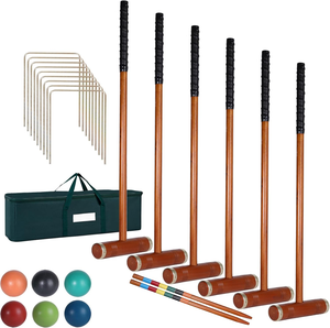 Jeu de croquet pour six joueurs avec buts en bois de qualité supérieure et balles en PE, kit de jeu pour pelouse et jardin - Product Image 5