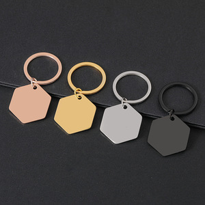 <b>Custom</b> logo Personalized Blank Metal hexagon stainless steels <b>Custom</b> Engraving Metal Blank <b>Dog</b> <b>Tag</b> keychain - Product Image 2