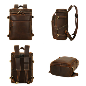 Custom Vintage Cowhide Travel Laptop Handmade Business Work Bag Crazy Horse <strong>Leather</strong> BackPack Men Genuine <strong>Leather</strong> Backpack - Product Image 6