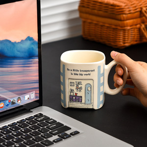 แก้วเซรามิกทรงสี่เหลี่ยมดีไซน์สุดสร้างสรรค์แก้วกาแฟคู่ดีไซน์สุดสร้างสรรค์ทันสมัย - Product Image 3