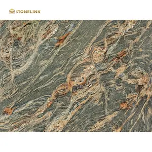 Factory Wholesale Price Polished Green Juparana Granite Slabs For Kitchen Countertop
