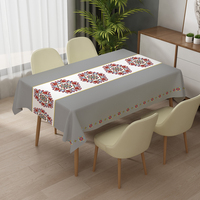 Nappe jetable écologique en PVC tissé avec support en PU, motif floral gris beige, imperméable et anti-taches, design moderne pour