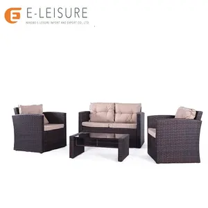 Sofa klasik, 4-buah furnitur teras rotan, taman, set sofa klasik furnitur ruang tamu, furnitur klasik