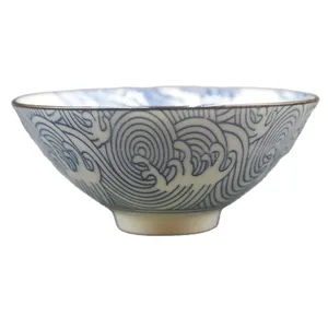 Wholesale newly designed porcelain cup with waves and Great Wall pattern Jingdezhen China porcelain cup with bamboo pattern