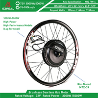 Kit de Conversión de Bicicleta Eléctrica de Alta Calidad con Motor de Buje Trasero de Alta Velocidad de 72V 3000W sin Escobillas, Batería de Litio, Acelerador de Giro y LED