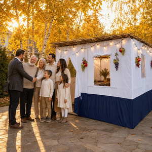 3x3 2x3 2x2 1,5x2ft Koscherer Pavillon für Jüdische Feste im Freien, Robuster Stahlrahmen, Oxford Wasserdichte Wände, Bambus-Schach Weiß - Product Image 6