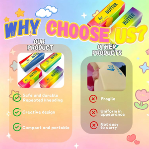 Jouet anti-stress en forme de bâton de beurre coloré, élastique, facile à nettoyer, à rebond lent, en forme de fromage, pour le bureau - Product Image 3