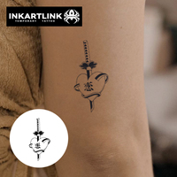 Tatouages temporaires Katana Heart en gros, tatouage longue durée 15 jours, imperméable, jus de fruits naturel, autocollant de tatouage corporel pour hommes et femmes
