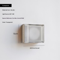 Lampe murale LED artistique en fer et verre, design carré créatif, pour chambre à coucher, style européen et américain, ambiance décorative