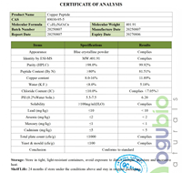 Cobre Tripéptido-1 en Polvo de Alta Pureza, GHK-Cu de Grado Cosmético, Cobre Tripéptido-1 en Polvo a Granel para Formulación