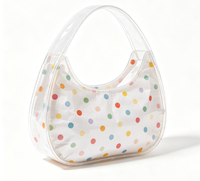 Leichte Halbmond-Unterarmtasche, Transparente TPU-Hülle mit Tyvek-Papierfutter, Farbige Polka-Dot Mini-Handtasche für die Schulter