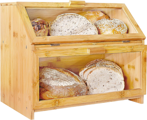 Wholesale Double Layer Bread Box Window Rectangle <b>Kitchen</b> Counter <b>Storage</b> <b>for</b> Home Bread Preservation Flexible Food - Product Image 1