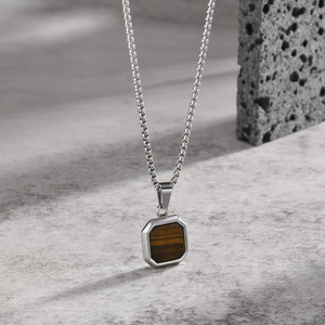 Madre perla <span class=keywords><strong>turquesa</strong></span> howlita amatista lapislázuli incrustaciones <span class=keywords><strong>de</strong></span> piedra <span class=keywords><strong>natural</strong></span> cuadrado hexagonal diseño minimalista <span class=keywords><strong>colgante</strong></span> <span class=keywords><strong>de</strong></span> cadena - Product Image 5