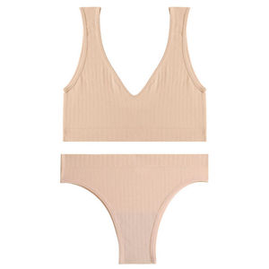 <span class=keywords><strong>Bralette</strong></span> sin costuras con escote en V profundo 2201 <span class=keywords><strong>para</strong></span> mujer, conjunto de bragas cortas suaves de algodón inalámbrico con logotipo Sexy en la cintura <span class=keywords><strong>para</strong></span> chicas <span class=keywords><strong>adolescentes</strong></span> - Product Image 6