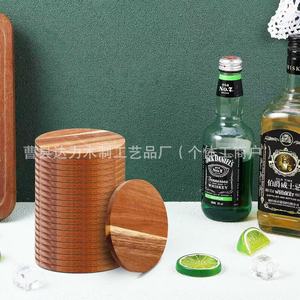 Wooden Coasters Round Natural <b>Wood</b> With Non Slip Pads For Coffee Cup Heat Insulation Home <b>Desk</b> Use - Product Image 4
