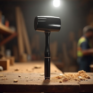 Marteau monolithique Ttake 5089 avec tête en caoutchouc noir pour la menuiserie et la métallurgie - Product Image 3