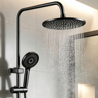 Ensemble de douche noir en laiton massif avec pommeau de pluie, douchette à main et douchette bidet pour salle de bain domestique