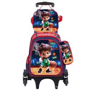 Tas Troli Sekolah Anak Kartun 16 Inci 3 Pcs Set 3D untuk Anak-anak, Set Ransel Sekolah dengan 2 Roda, Ransel Siswa dengan Troli - Product Image 3