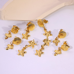 Women Fashion 18k Gold Plated Earrings Stainless Steel <strong>Shell</strong> Turtle Dangle <strong>Drop</strong> Earrings Beach Party Jewelry Accessories Gift - Product Image 3